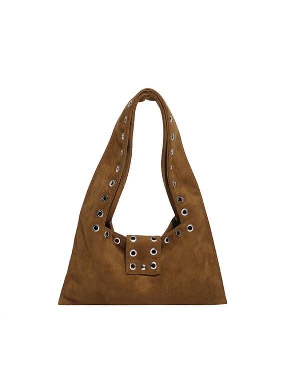 NCY Faux Suede Hobo Bags for Women Studded Purse Slouchy Shoulder Bag Suede Tote Bag Vintage Fall Handbags for Travel Work