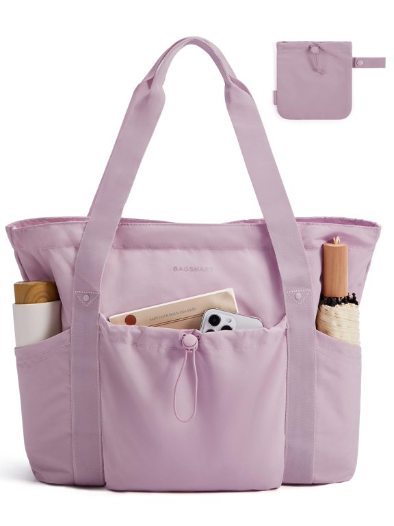 NCY Foldable Tote Bag with Drawstring Bag, Large Tote Bag Shoulder Bag Top Handle Handbag for Travel, Work, Beach, Gym