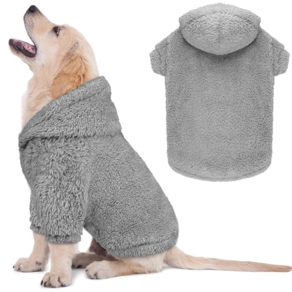 NCY Fuzzy Dog Sweaters for Large Dogs Soft Double-Sided Plush Fleece Pet Sweater Clothes Pet Coats Dog Hoodie Sherpa Hooded Sweatshirt(Pink-L)