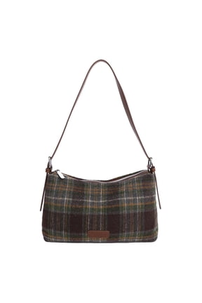 NCY Harris Tweed Crossbody Bags for Women Vintage Plaid Shoulder Bag Fall Winter Purse Leather Tote Handbag for Work Travel