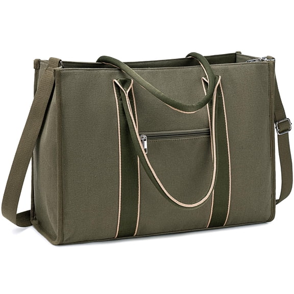 NCY Laptop Tote Bag for Women Work 15.6 inch Canvas Shoulder Bags Computer Messenger Purse Teacher Handbag Office Briefcase