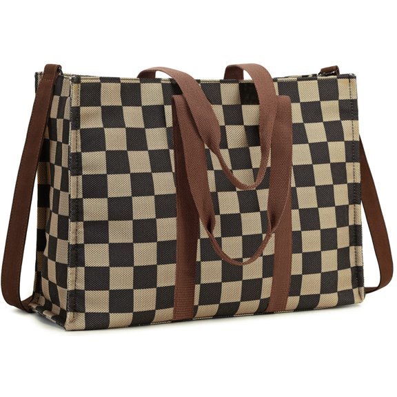 NCY Laptop Tote Bag for Women Work 15.6 inch Canvas Shoulder Bags Computer Messenger Purse Teacher Handbag Office Briefcase