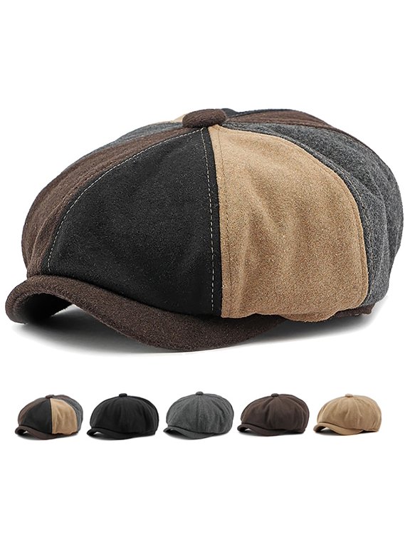 NCY Men's 8 Panel Newsboy Cap Vintage Tweed Cap Herringbone Cabbie Flat Cap
