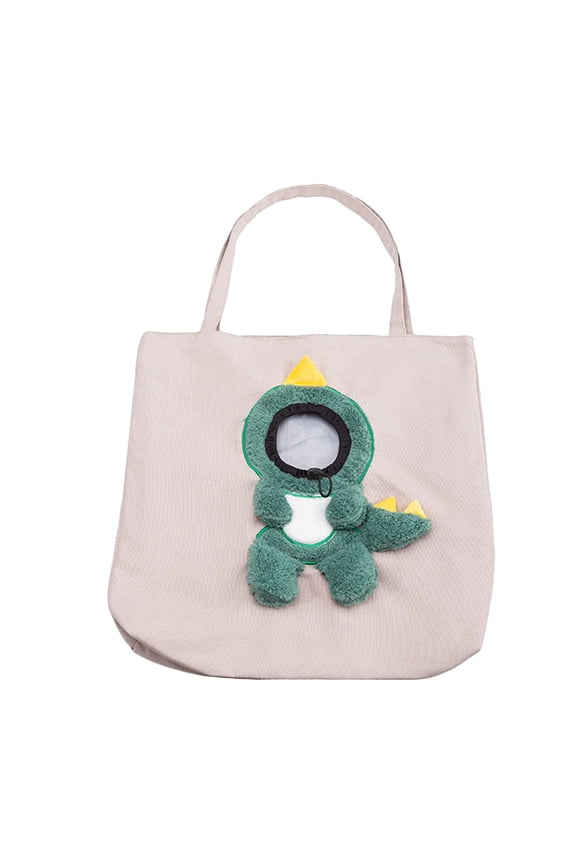 NCY Pet Canvas Shoulder Carrying Bag, Cute Dinosaur Shaped Cat Carrier, S Size Portable Kitten & Puppy Tote, Cozy Carriers for Small Dogs, Cats, and Pets, Handbag for Outdoor, Shopping, and Camping
