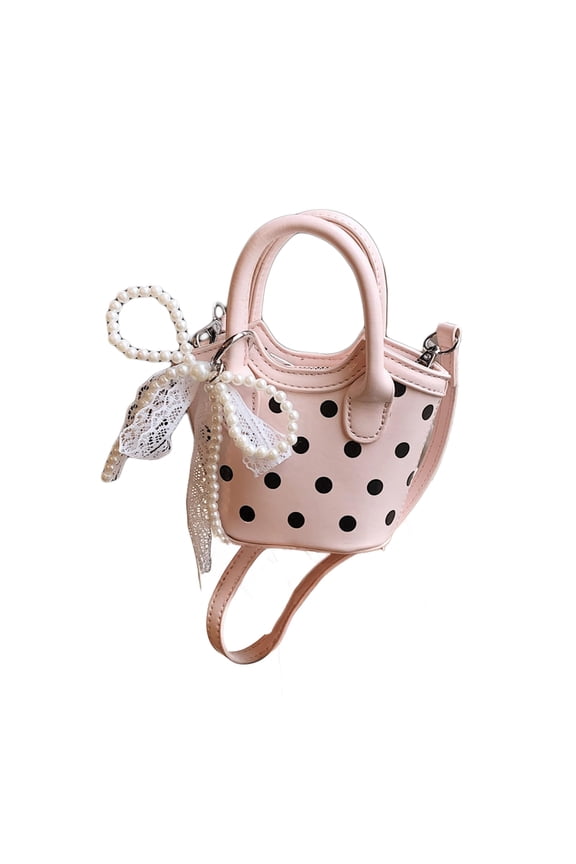 NCY Polka Dot Tote Bag Y2K Retro Cute Mini Crossbody Handbag Beaded Bow Lace Small Slouchy Hobo Shoulder Purse 90s for Lipsticks