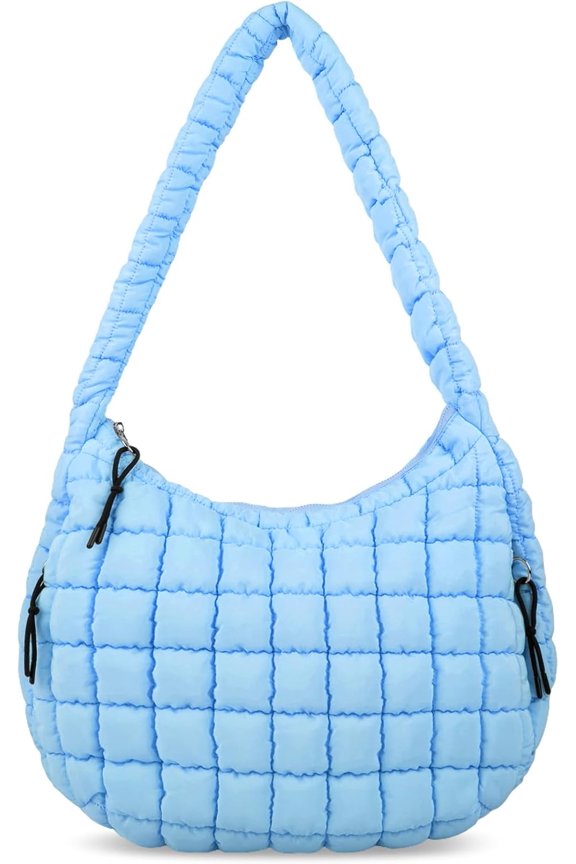 NCY Quilted Puffer Tote Bag for Women Large Crossbody Bag Lightweight Nylon Puffy Quilted Carryall Hobo Puff Shoulder Bag
