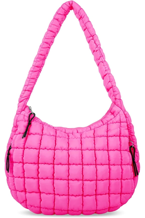 NCY Quilted Puffer Tote Bag for Women Large Crossbody Bag Lightweight Nylon Puffy Quilted Carryall Hobo Puff Shoulder Bag