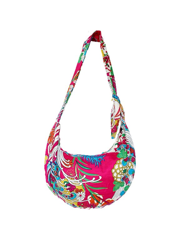NCY Shoulder Bag for Women Hippie Crossbody Bag Bohemian Handbag Printed Pattern Hobo Bag Canvas Purse Cotton Satchel