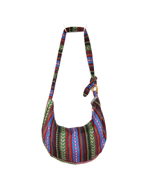 NCY Shoulder Bag for Women Hippie Crossbody Bag Bohemian Handbag Printed Pattern Hobo Bag Canvas Purse Cotton Satchel