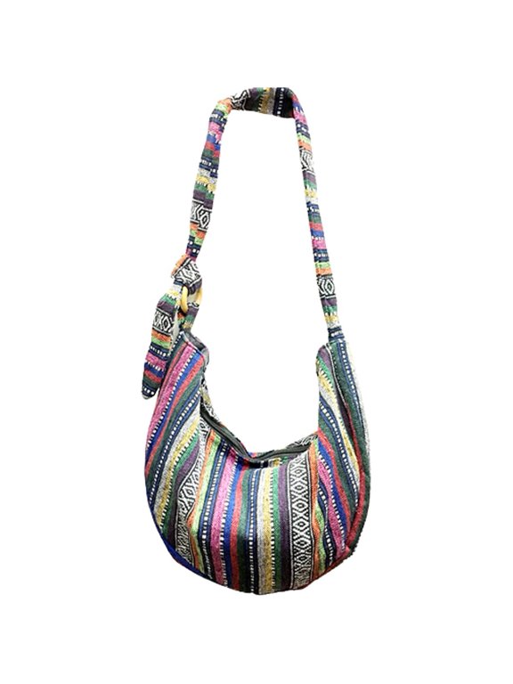 NCY Shoulder Bag for Women Hippie Crossbody Bag Bohemian Handbag Printed Pattern Hobo Bag Canvas Purse Cotton Satchel