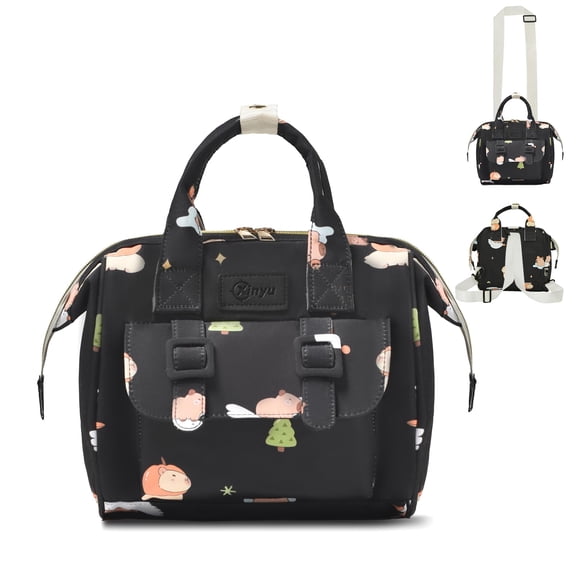 NCY Small Diaper Bag Crossbody, Convertible Mini Diapers Backpack 4 in 1 w/ Shoulder for Stroller, Travel, Small Mommy Daiper Tote with Insulated Pockets, Compact Baby Bag for Mom (Sky Blue Animal)
