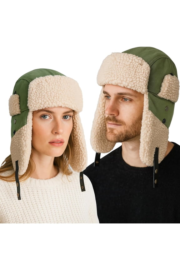NCY Trapper Hat for Men Women, Warm Winter Russian Aviator Hat with Fleece Ear Flaps, Windproof Ushanka Headwear