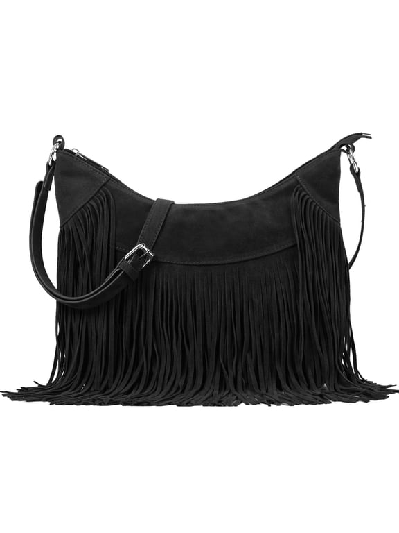 NCY Women Fringe Hobo Bag Western Purse Shoulder Bag Vegan Suede Tassel Hippie Crossbody Bag
