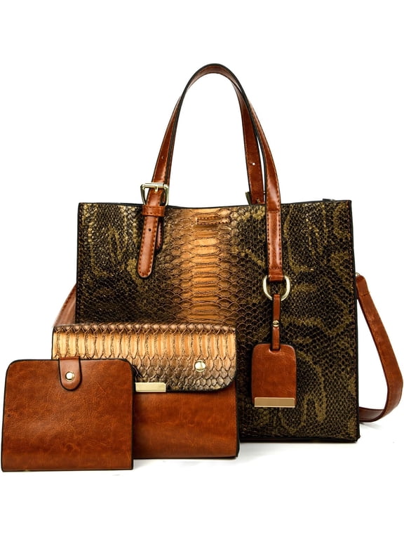 NCY Women's Crocodile Pattern Satchel Handbags Stylish Tote Handbags crocodile purses for women 3 Pcs Set | Crocodile Pattern, Stylish, crocodile purses, for women
