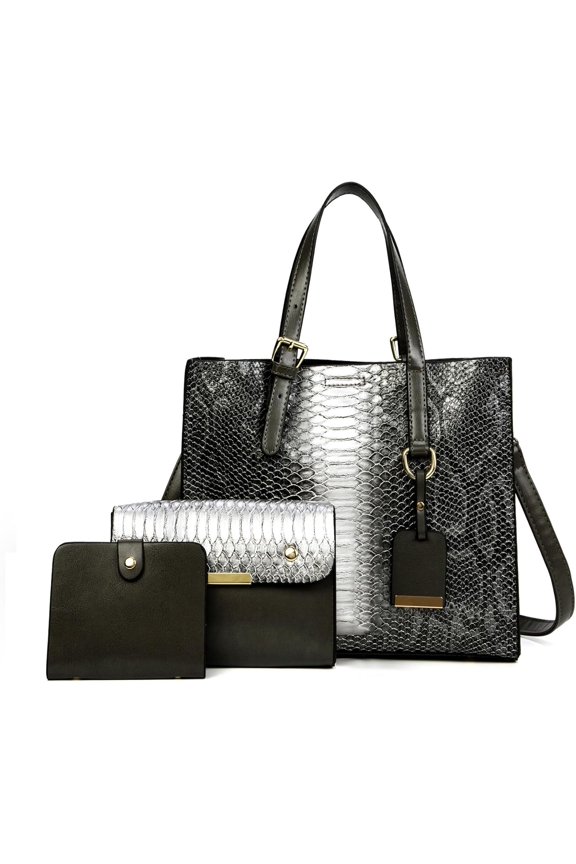 NCY Women's Crocodile Pattern Satchel Handbags Stylish Tote Handbags crocodile purses for women 3 Pcs Set | Crocodile Pattern, Stylish, crocodile purses, for women