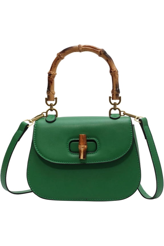 NCY Women's Leather Tote Handbags,Bamboo Shaped Top Handle Satchel Crossbody Bag Vintage Shoulder Bag