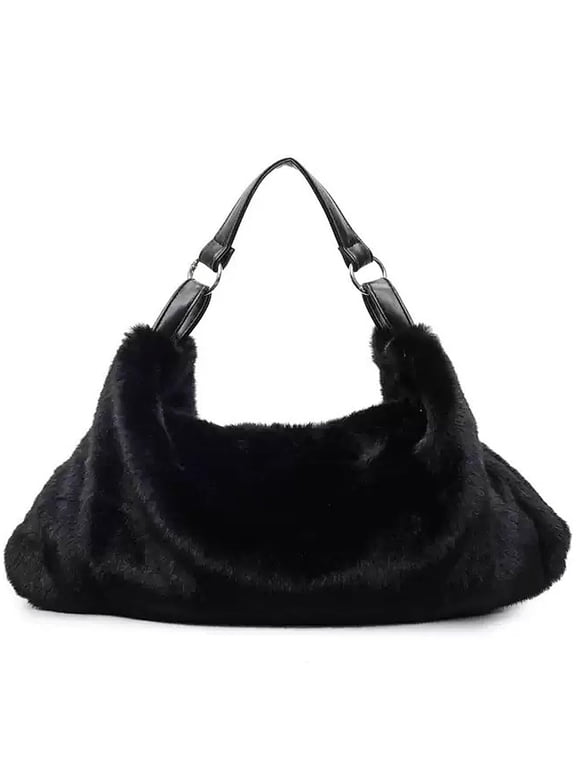 NCY fur purse for women,Winter Fluffy Bags Fuzzy Tote Bag Handbags Faux Large Fur Bag Fluffy Shoulder Crossbody BagS