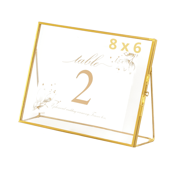 NCYP 8x6 Inches Glass Tabletop Glass Frame, for Table Numbers Holder, Pressed Flower