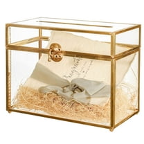 NCYP Decorative Glass Wedding Cards Storage Box with Slot for Reception and Home Decor