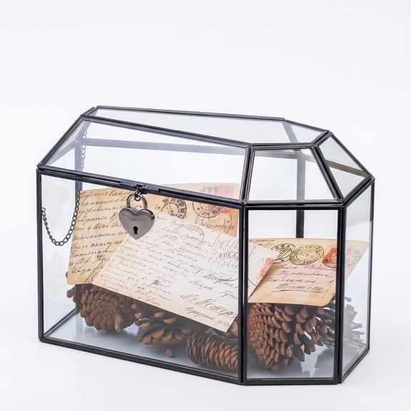 NCYP Gothic Glass Coffin Card Box with Swing Lid and Lock for Wedding (Card Box and Lock with Key Only)