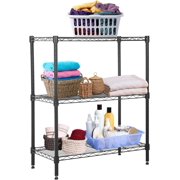 NChanmar Storage Shelves - 13" D23" W30" H Black Wire Shelving Unit with 3 Tier Adjustable Layer Rack, Metal Shelf Organizer for Restaurant Pantry, Kitchen, or Garage