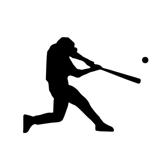 ND092 Baseball Hitter Hitting The Ball Decal Sticker | 5.5-Inches By 4.7-Inches | Car, Truck Van SUV Laptop Macbook Decal | Black Vinyl