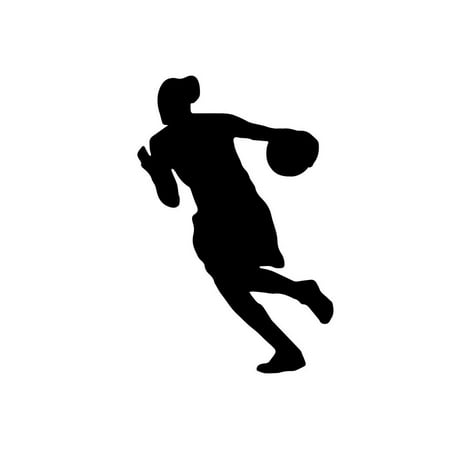 ND098 Basketball Player Dribbling With Left Hand Decal Sticker | 5.5-Inches By 3.6-Inches | Car, Truck Van SUV Laptop Macbook Decal | Black Vinyl