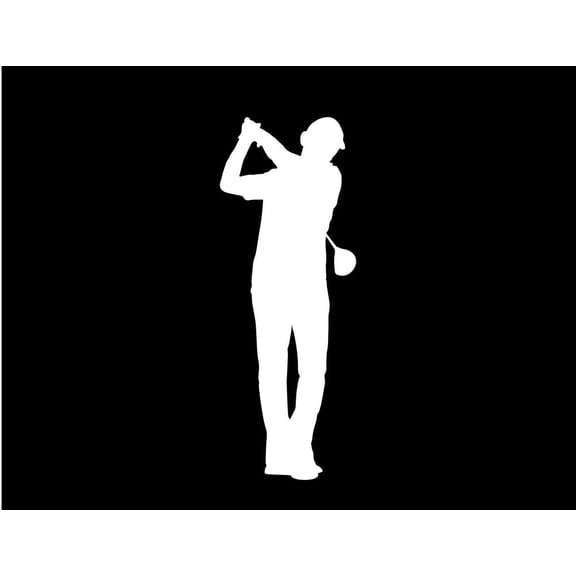 ND113W Righthanded Golfer Teeing Off Decal Sticker | 5.5-Inches By 2-Inches | Car, Truck Van SUV Laptop Macbook Decal | White Vinyl