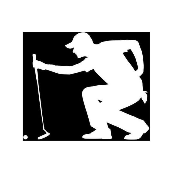 ND114W Golfer Lining Up The Putt Decal Sticker | 5.5-Inches By 4.6-Inches | Car, Truck Van SUV Laptop Macbook Decal | White Vinyl