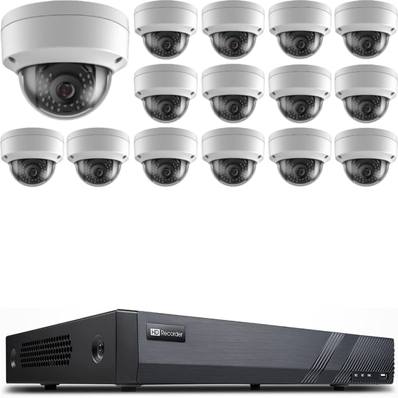 NDAA Compliant 16CH PoE Security Camera System, 16CH 4K H.265 NVR with 16pcs 5MP Wired IP PoE Dome Cameras IP Cameras for Indoor and Outdoor, 8TB Hard Drive Storage