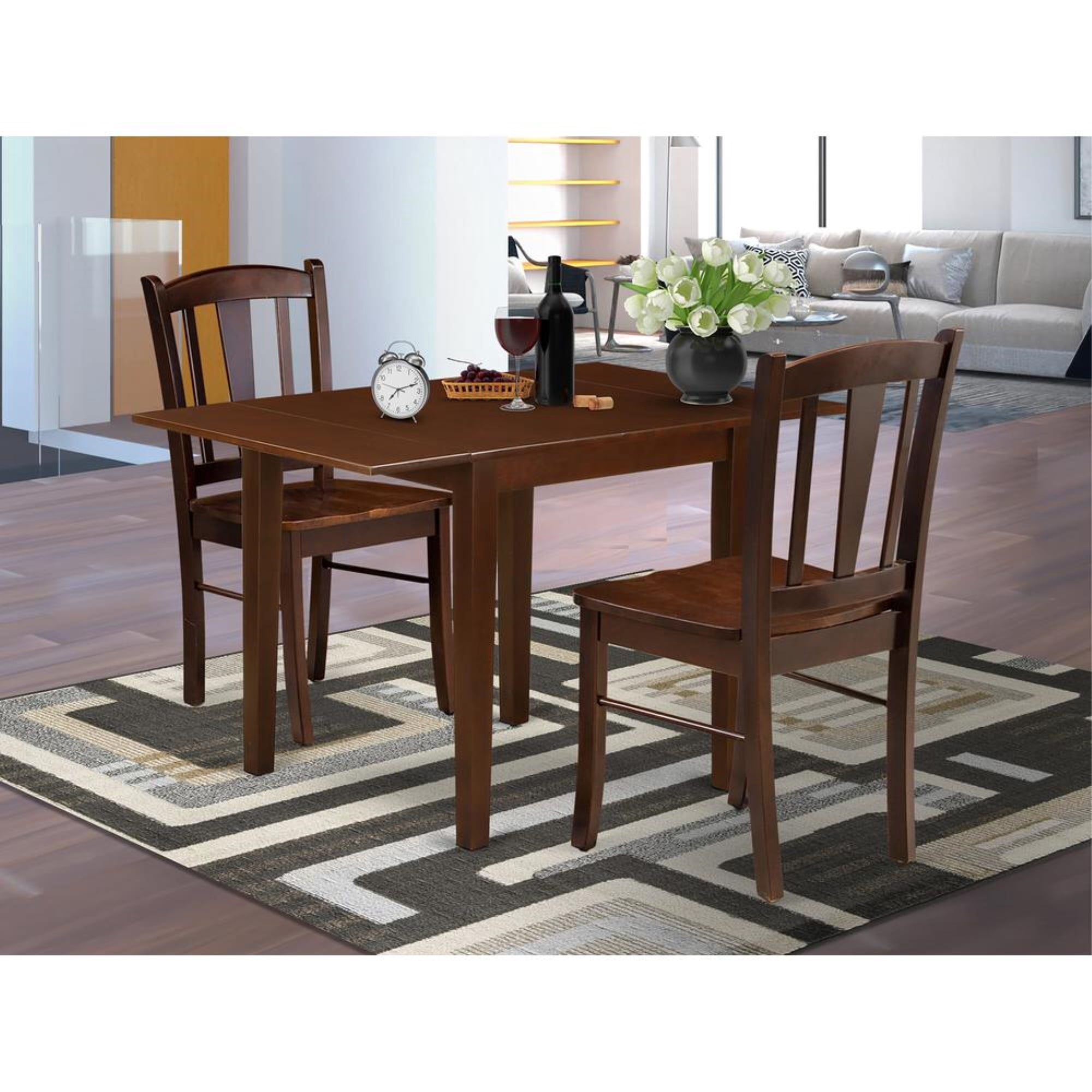 NDDL3-MAH-W - 3-Piece Kitchen Table Set- 2 Dining Chair with Wooden ...