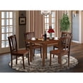 thumbnail image 1 of NDDL5-MAH-W - 5-Piece Kitchen Dining Room Set- 4 Mid Century Chair with Wooden Seat and Slatted Chair Back - Dropleafs Rectangular Table - Mahogany Finish, 1 of 8