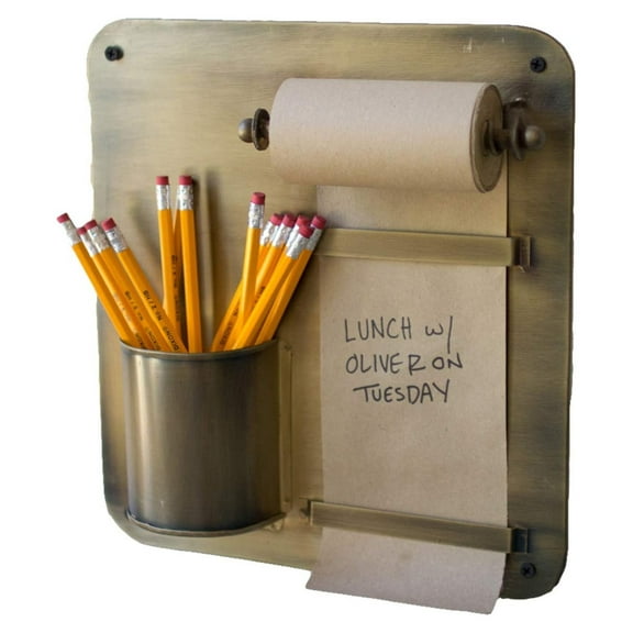 NDE1280 Note Roll with Wall Rack with Pencil Holder, Brown
