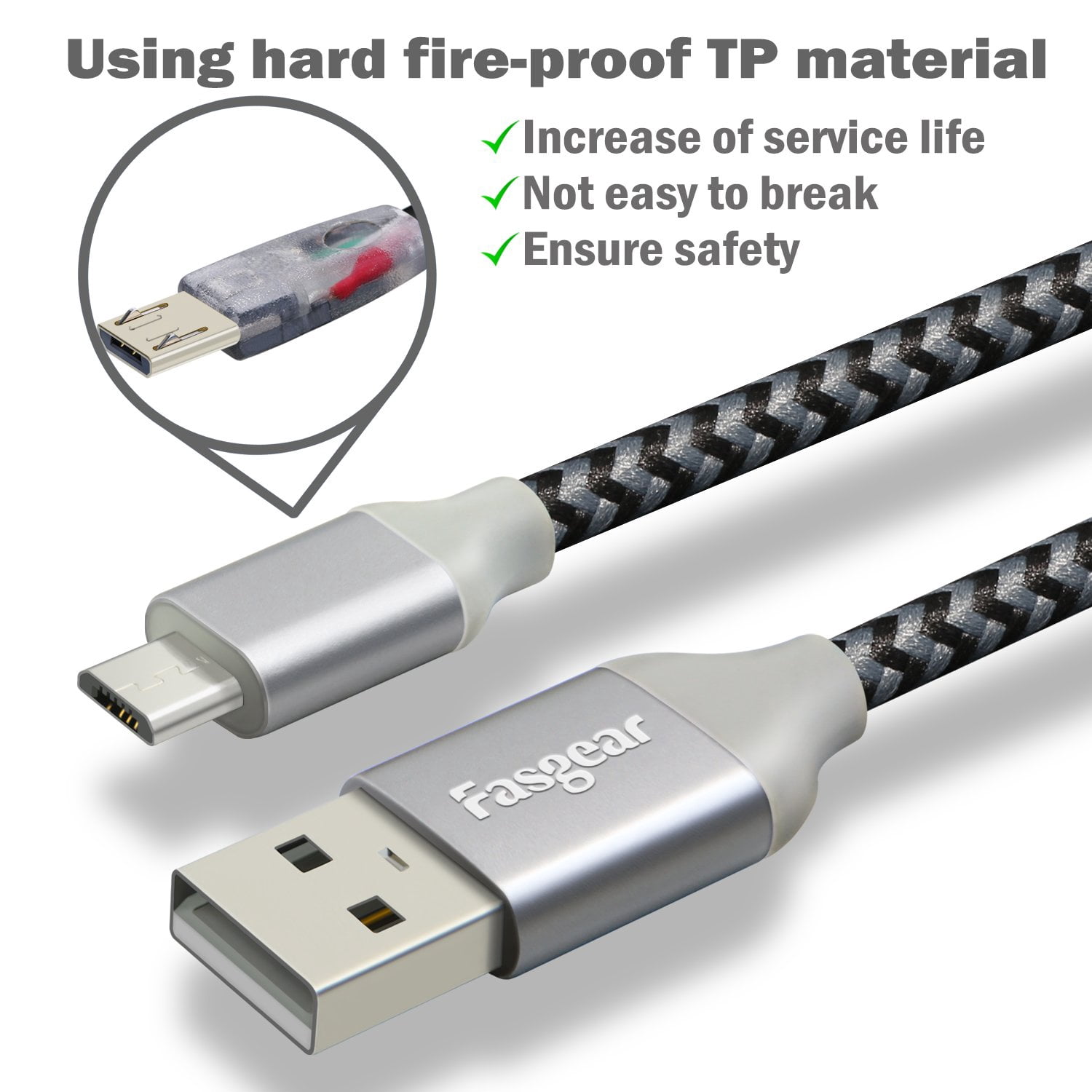 NDIUG-Micro USB Cable, 3 Pack, 10ft, Black - Walmart.com