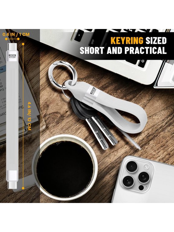 -USB C to C Short Cable 13cm Keychain Type C Cord PD