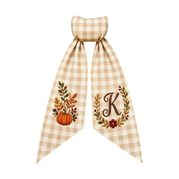 NDJPAHJ Fall Wreath Sash Pumpkin Print Wreath Sash With Orange Scalloped Thanksgiving Front Door Wreath Decor Season Wreath Bow Sash