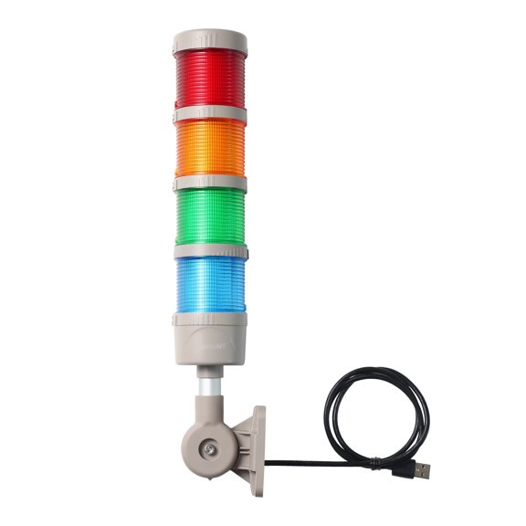 ANDONT USB 4 Stack LED Andon Tower Signal Light with Buzzer, PC Lens