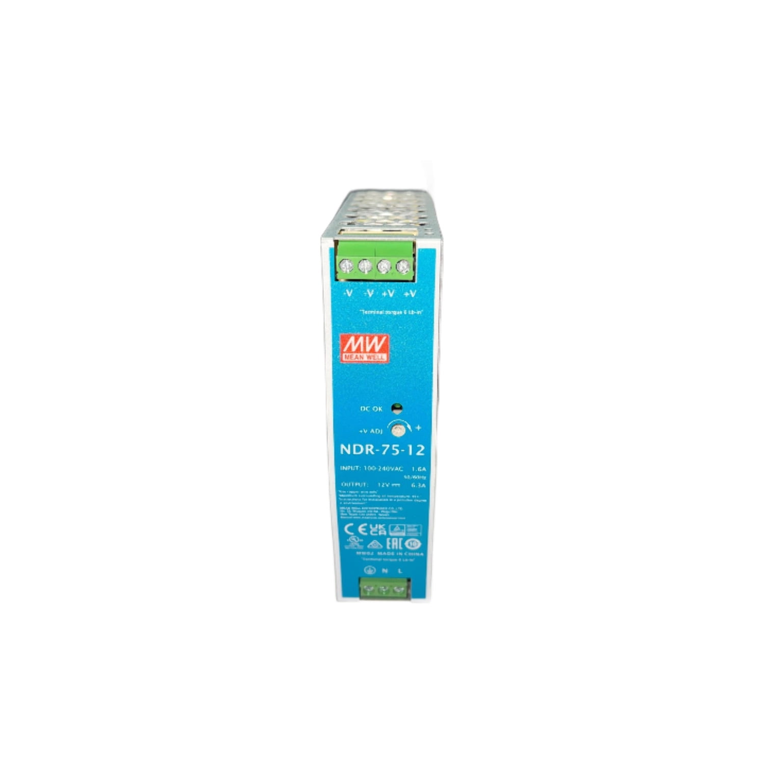 NDR-75-12 Power Supply AC/DC DIN Rail 75.6W 12V 6.3A : RoHS