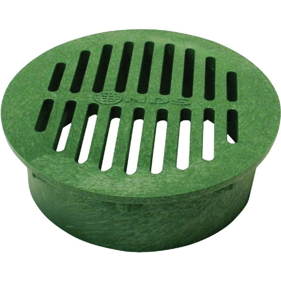 NDS 20, 8-Inch Round Grate, Connects to 6-Inch Spee-D Basin, 6-Inch Drain Pipes and Fittings, for Small Lawns, Landscaping and Patios, Plastic, Green