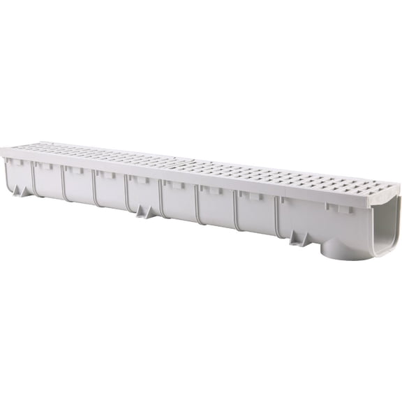 NDS Pro Series 5-Inch Channel Drain Kit - Plastic Grates Included - Gray