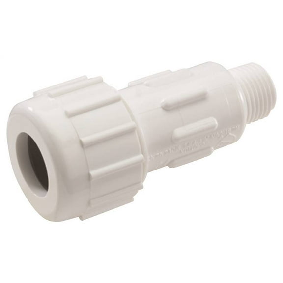 NDS CPA-1000 Pipe Adapter, 1 in, Compression x MPT, PVC, White, SCH 40 Schedule, 150 psi Pressure