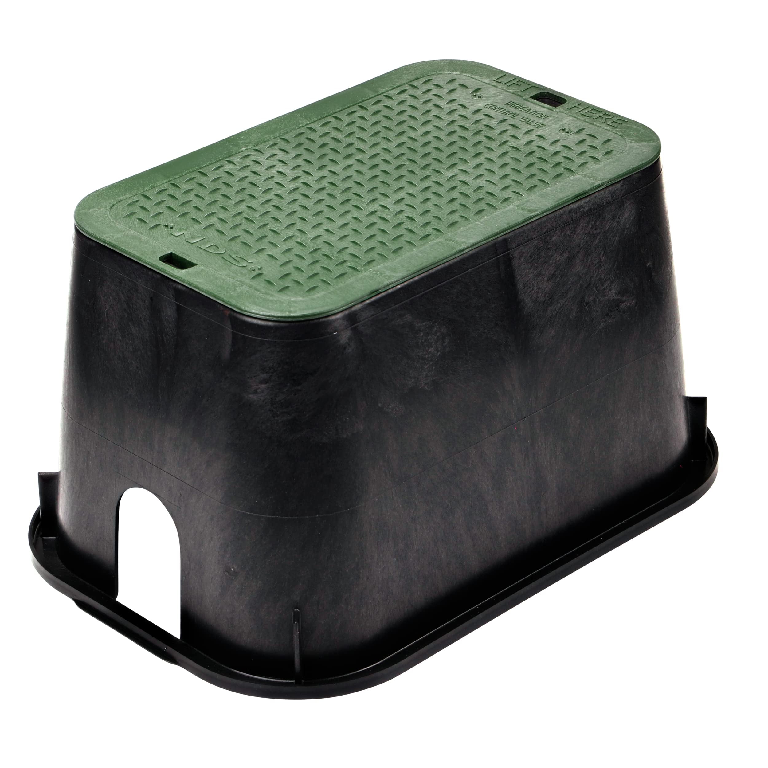NDS D1000-SG Rectangle Valve Box with Drop-In Cover, 10-Inch by 15-Inch by 10-Inch, Black/Green CA1