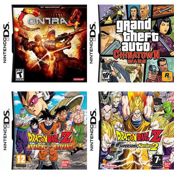 NDS Game Cartridge Contra Grand Theft Auto Dragon Ball 4 pcs set - (US Version) DS Game