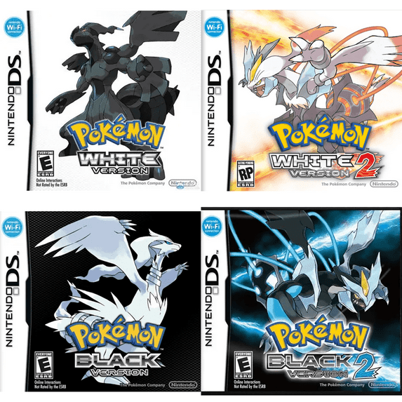 NDS Game Cartridge Pokemon Black and White 1+2 4pcs set - (US Version) DS Game