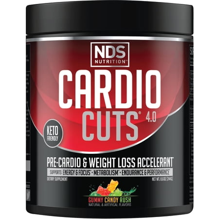 NDS Nutrition Cardio Cuts 4.0 Pre Workout Supplement-Advanced Weight Loss and Pre Cardio Formula with L-Carnitine, CLA, MCTs, L-Glutamine and Safflower Oil - Gummy Candy Rush (40 Servings)