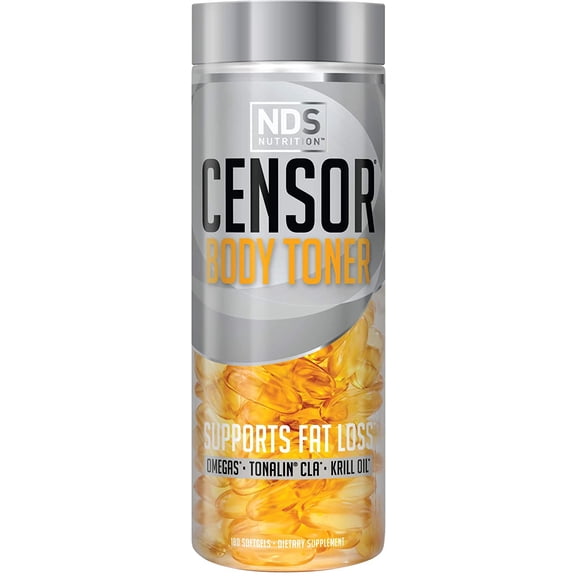 NDS Nutrition Censor - Fat Loss And Body Toner With CLA, Fish Oil, Safflower And Omega 3-6-9 Blend - Dietary Supplement For Improved Energy, Metabolism And Health - 180 Softgels
