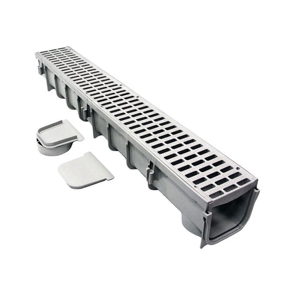 NDS Pro Series 39-1/2 in. Gray Rectangle Polyethylene Channel Grate and Drain Kit