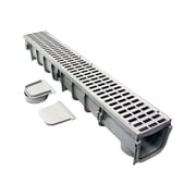 NDS Pro Series 39-1/2 in. Gray Rectangle Polyethylene Channel Grate and Drain Kit