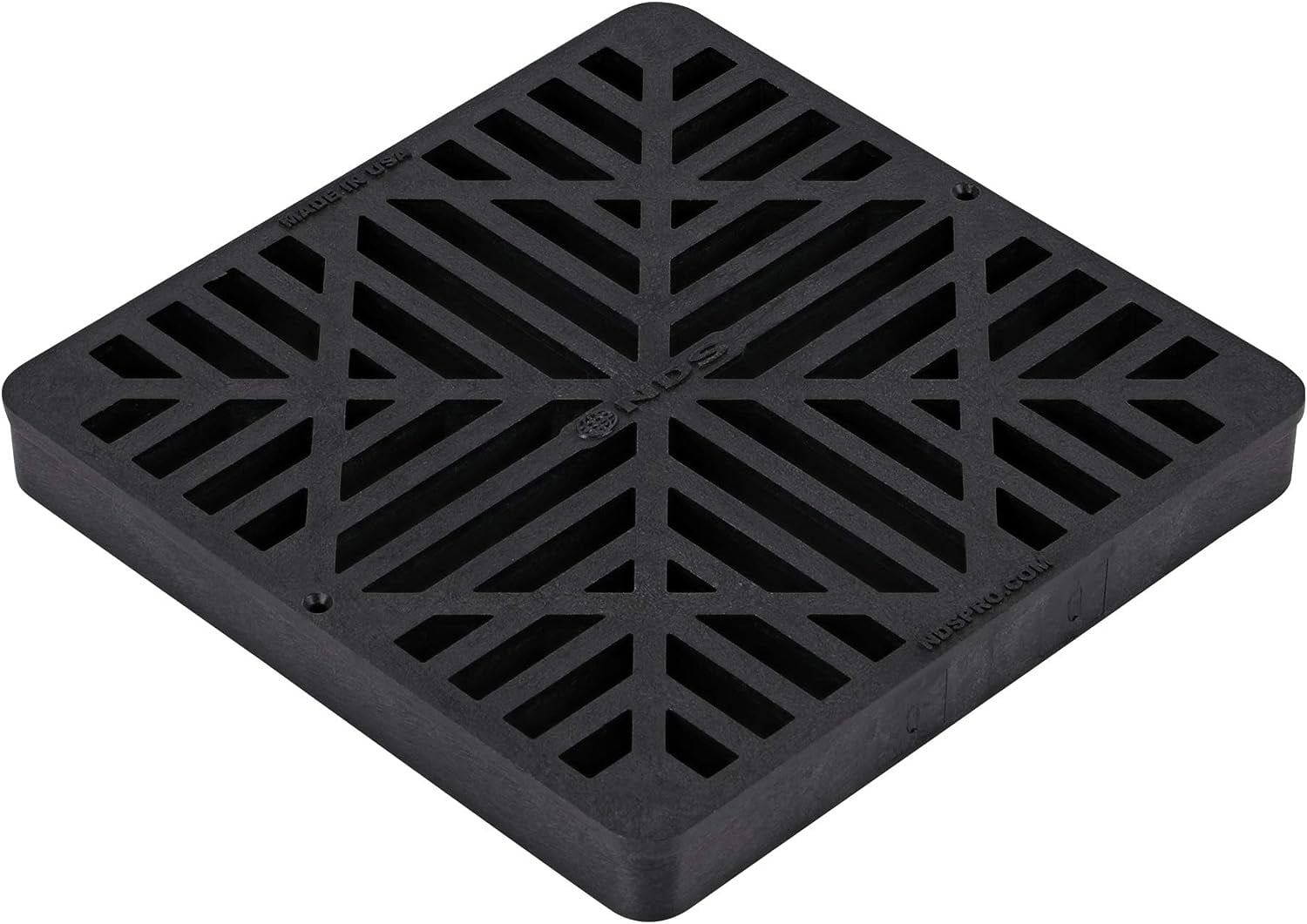 NDS Square Catch Basin Drain Grate, 9 in., Black Plastic