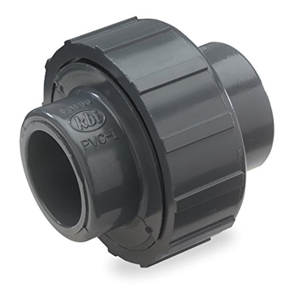 king brothers inc. u-2000-s nds solvent weld pipe union, 2 in, slip, 4 in l, sch 80, 150 psi, pvc, gray, 2-inch, grey